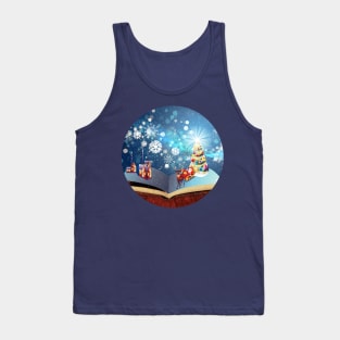 Santa riding on sleigh and magic book Tank Top